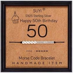 Suyi Morse Code Armband Sterling Silber Armband 50. Geburtstag Geschenke Ideen für Frauen 50 von Suyi