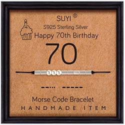 Suyi Morsecode Armband 70. Geburtstagsgeschenke für Großmutter Sterling Silber Armband Geburtstagsschmuck 70 Jahre alte Geschenke für Sie 70 von Suyi