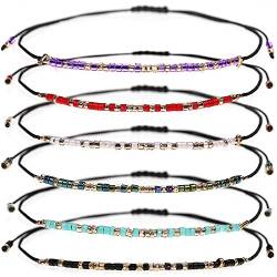 Suyi Seed Bead String Armband 6Pcs Freundschaftsarmband Verstellbare Braid Handmade Strand Armband Geschenke für Frauen Mädchen Set1 von Suyi
