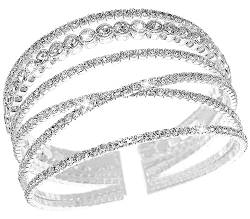 Suyi Strass-Armband für Frauen Silber Multilayer Manschettenarmband Craystal Braidal Armbänder Silver 3 von Suyi