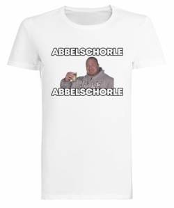 Markus Rühl Meme Apfelschorle Weißes Kurzarm-T-Shirt Damen-T-Shirt von Suzetee
