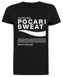 Pocari Sweat Schwarzes Kurzarm-T-Shirt Für Damen von Suzetee