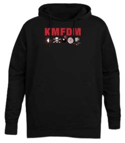 Suzetee KMFDM Symbols Schwarzer Unisex-Hoodie-Kapuzenpullover von Suzetee