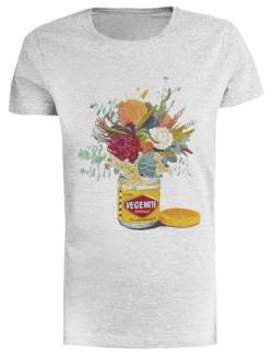 Vegemite Bouquet Graues Kurzarm-T-Shirt Für Damen von Suzetee