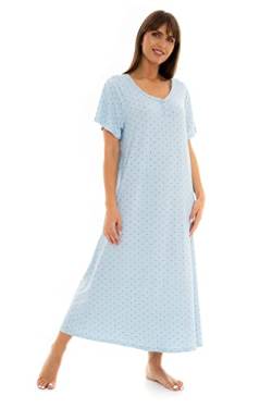 Damen Long Plus Size Luxus Soft Touch Jersey Nachthemd (Blau Punkt 44-46) von Suzy & Me