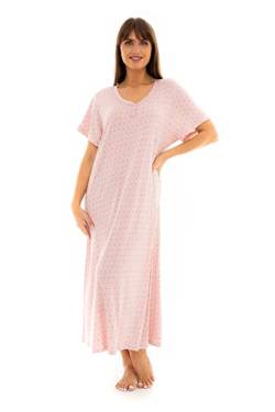Damen Long Plus Size Luxus Soft Touch Jersey Nachthemd (Rosa Punkt 52-54) von Suzy & Me