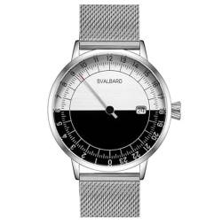 Svalbard NOONDAY MESH Single Hand 24H Swiss Quarz Stahl Weiß Schwarz Uhr Herren, Grigio von Svalbard