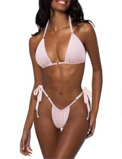 Svanco Bikini Damen Set Sexy Triangel Badeanzug String Tanga Bikini Brazilian Style Bademode mit Ring Bikinioberteil mit Dreieck Cup Strandmode von Svanco