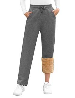 Svanco Damen Warme Jogginghose Thermo Fleece Gefütterte Winter Hosen Lamm Plüsch Kordelzug Sweathose mit Taschen Fleecehose Lang Freizeithosen von Svanco