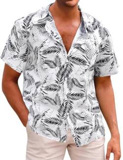 Svanco Hawaii Hemd Männer Kurzarm Hawaiihemd Herren Leichtes Sommerhemd Baumwolle Blumen Freizeithemd Urlaub Strand Shirts mit Taschen von Svanco