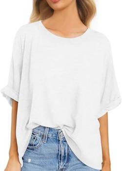 Svanco T Shirt Damen Kurzarm Oversize Sommer Bluse Rundhals Locker Oberteile Elegant Casual Tunika Top Basic Lose Tee Shirt von Svanco