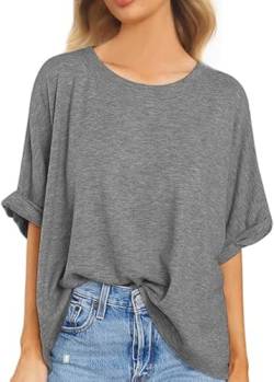 Svanco T Shirt Damen Kurzarm Oversize Sommer Bluse Rundhals Locker Oberteile Elegant Casual Tunika Top Basic Lose Tee Shirt von Svanco