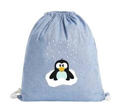 Svanhilde Turnbeutel für Mädchen & Jungen | Stoffbeutel Baumwolle Pinguin | Kinder-Rucksack mit Kordel-Verschluss (Blau) von Svanhilde