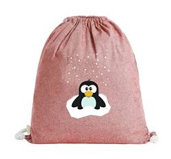 Svanhilde Turnbeutel für Mädchen & Jungen | Stoffbeutel Baumwolle Pinguin | Kinder-Rucksack mit Kordel-Verschluss (Rot) von Svanhilde