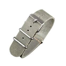 18mm 20mm 22mm 24mm Schwarz Braun Grau Nato Armband Echtleder Uhrenarmband Vintage Zulu Armband Ersetzen Sie passend for TIMEX DW SEIKO Armband (Color : Gray, Size : 20mm) von Svincoter