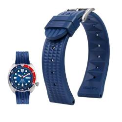 20mm 22mm Gummiarmband passend for Seiko IWC Citizen Waffelarmband Armbänder Mode Universal Herren Diver Silikon Sportuhrenarmband (Color : Blue-silver, Size : 22mm) von Svincoter