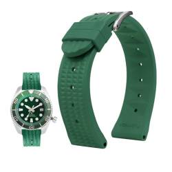 20mm 22mm Gummiarmband passend for Seiko IWC Citizen Waffelarmband Armbänder Mode Universal Herren Diver Silikon Sportuhrenarmband (Color : Green-silver, Size : 20mm) von Svincoter