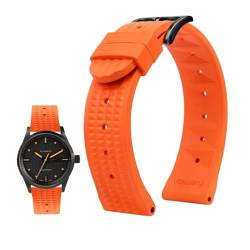20mm 22mm Gummiarmband passend for Seiko IWC Citizen Waffelarmband Armbänder Mode Universal Herren Diver Silikon Sportuhrenarmband (Color : Orange-black, Size : 22mm) von Svincoter