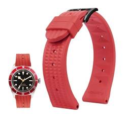 20mm 22mm Gummiarmband passend for Seiko IWC Citizen Waffelarmband Armbänder Mode Universal Herren Diver Silikon Sportuhrenarmband (Color : Red-black, Size : 22mm) von Svincoter