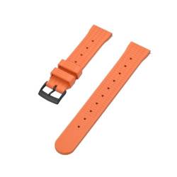 Hochwertiges Fluorkautschuk 20 mm 22 mm Waffel-Uhrenarmband, Schnellverschluss, FKM-Uhrenarmband, passend for Herren, Seiko Diving Ersatzarmband (Color : Orange Black, Size : 20mm) von Svincoter