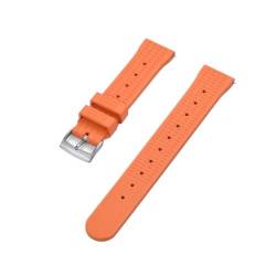 Hochwertiges Fluorkautschuk 20 mm 22 mm Waffel-Uhrenarmband, Schnellverschluss, FKM-Uhrenarmband, passend for Herren, Seiko Diving Ersatzarmband (Color : Orange Silver, Size : 20mm) von Svincoter