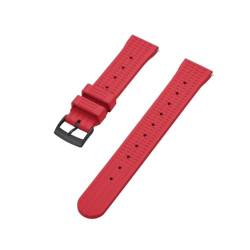 Hochwertiges Fluorkautschuk 20 mm 22 mm Waffel-Uhrenarmband, Schnellverschluss, FKM-Uhrenarmband, passend for Herren, Seiko Diving Ersatzarmband (Color : Red Black, Size : 22mm) von Svincoter