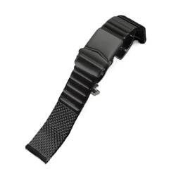 Mesh-Stahl-Uhrenarmband, 20 mm, 22 mm, passend for Seiko Band, dickeres, massives Edelstahl-Armband, gebürstet und poliert (Color : Black polished, Size : 20mm) von Svincoter