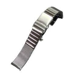 Mesh-Stahl-Uhrenarmband, 20 mm, 22 mm, passend for Seiko Band, dickeres, massives Edelstahl-Armband, gebürstet und poliert (Color : Silver polished, Size : 20mm) von Svincoter