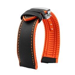 Passend for Longines Seiko Water Ghost Hamilton Serie Nylon Gummi Boden Uhrenarmband 20mm 22mm 23 Strap Herren weiches wasserdichtes Armband (Color : Black Orange silverB, Size : 20mm) von Svincoter