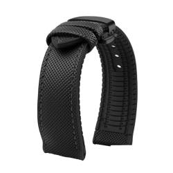 Passend for Longines Seiko Water Ghost Hamilton Serie Nylon Gummi Boden Uhrenarmband 20mm 22mm 23 Strap Herren weiches wasserdichtes Armband (Color : Black black Black B, Size : 20mm) von Svincoter