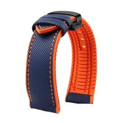 Passend for Longines Seiko Water Ghost Hamilton Serie Nylon Gummi Boden Uhrenarmband 20mm 22mm 23 Strap Herren weiches wasserdichtes Armband (Color : Blue Orange BlackB, Size : 21mm) von Svincoter