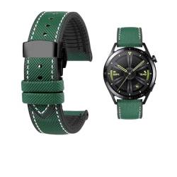 Passend for Longines Seiko Water Ghost Hamilton Serie Nylon Gummi Boden Uhrenarmband 20mm 22mm 23 Strap Herren weiches wasserdichtes Armband (Color : Green White black B, Size : 19mm) von Svincoter