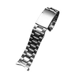 Passend for Seiko Timex Citizen Casio gebogenes Ende, Edelstahlarmband, Herren-Armband, 20 mm, 22 mm, Metallarmband, Uhrenkette (Color : B Silver, Size : 22mm) von Svincoter