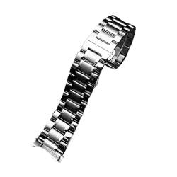 Passend for Seiko Timex Citizen Casio gebogenes Ende, Edelstahlarmband, Herren-Armband, 20 mm, 22 mm, Metallarmband, Uhrenkette (Color : C Silver, Size : 18mm) von Svincoter