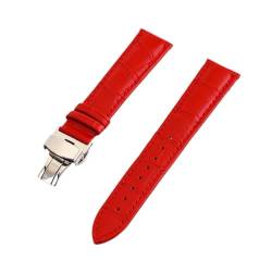 Svincoter Echtes Leder Armband Krokodil Muster Armband 12mm 13mm 14mm 15mm 16mm 17mm 18mm 19mm 20mm 21mm 22 24mm Damen Herren Uhrenarmband (Color : Red, Size : 16mm) von Svincoter