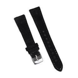 Svincoter Hochwertiges Leder-Wildleder-Uhrenarmband, 18 mm, 20 mm, 22 mm, Grau, Blau, Braun, Uhrenarmbänder, Schnellverschluss-Armband, Gürtelzubehör (Color : Black, Size : 20mm black buckle) von Svincoter