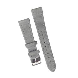 Svincoter Hochwertiges Leder-Wildleder-Uhrenarmband, 18 mm, 20 mm, 22 mm, Grau, Blau, Braun, Uhrenarmbänder, Schnellverschluss-Armband, Gürtelzubehör (Color : Gray, Size : 18mm silver buckle) von Svincoter