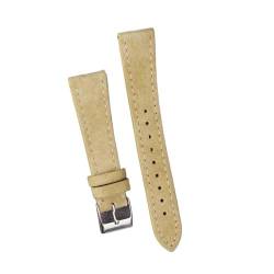 Svincoter Hochwertiges Leder-Wildleder-Uhrenarmband, 18 mm, 20 mm, 22 mm, Grau, Blau, Braun, Uhrenarmbänder, Schnellverschluss-Armband, Gürtelzubehör (Color : Khaki, Size : 20mm black buckle) von Svincoter