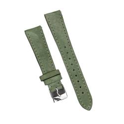 Svincoter Hochwertiges Leder-Wildleder-Uhrenarmband, 18 mm, 20 mm, 22 mm, Grau, Blau, Braun, Uhrenarmbänder, Schnellverschluss-Armband, Gürtelzubehör (Color : Light green, Size : 20mm silver buckle) von Svincoter