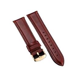 Svincoter Quick Release Straps Männer Frauen Armbänder Echtes Leder Armband 18mm 20mm 22mm Business Uhr Band fit for DW Uhr (Color : Red (gold), Size : 18mm) von Svincoter