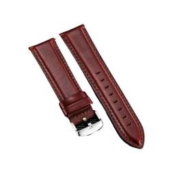 Svincoter Quick Release Straps Männer Frauen Armbänder Echtes Leder Armband 18mm 20mm 22mm Business Uhr Band fit for DW Uhr (Color : Red (silver), Size : 18mm) von Svincoter