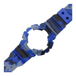 Uhrenzubehör Passend for Casio G-SHOCK Tarnharz Passend for GA-110 100 120 GD-100 Armband Uhrengehäuse Sportarmband for Herren und Damen (Color : Camouflage blue, Size : 16mm) von Svincoter