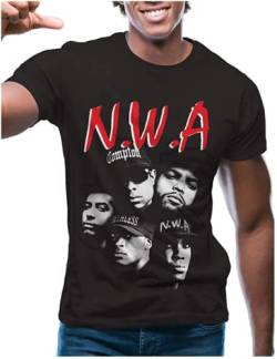 Swag Point Herren Graphic T-Shirts - 100% Baumwolle Casual Streetwear Hipster Hip Hop T-Shirts Kurzarm Print Tops, Nwa-blk, XX-Large von Swag Point