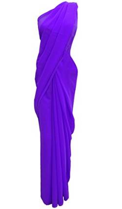 Georgette Tissu traditionnel Vutements de loisirs Dames Plaine Saree dscousus Blouse Piece 6 Yards - Violet von Swara