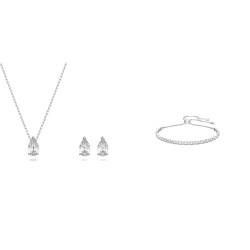 Swarovski Attract Set, Tropfenschliff, Weiß, Rhodiniert & Subtle Trilogy Armband, Weiss, Rhodiniert von Swarovski