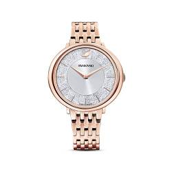 Swarovski Crystalline Chic Uhr, Damenuhr mit Champagne Vergoldetem Gehäuse und Metallarmband, Grauem Zifferblatt und Swarovski Kristallen von Swarovski