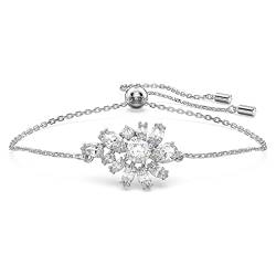 Swarovski Gema Armband, Weißer und Rhodiniertes Damenarmband mit Zartem Blumenmotiv und Strahlenden Swarovski Kristallen von Swarovski