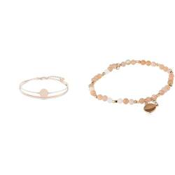 Swarovski Ginger Armreif, Weiss, Roségold-Legierungsschicht & Fossil Armband Für Frauen Wellness, Innenlänge: 165mm Nude Semi-Precious Armband, JA6945791 von Swarovski