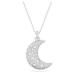 Swarovski Luna Anhänger, Rhodinierte Damenhalskette im Mond-Design mit Strahlenden Swarovski Kristallen von Swarovski