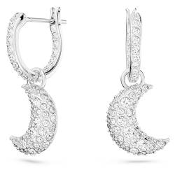 Swarovski Luna Drop-Ohrhänger, Weiße und Rhodinierte Damenohrringe mit Strahlenden Swarovski Kristallen von Swarovski